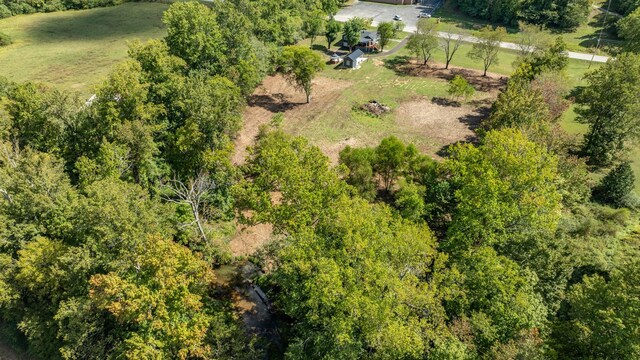 birds eye view of property featuring a rural view