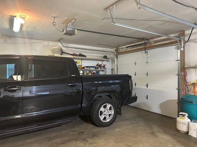 garage with a garage door opener