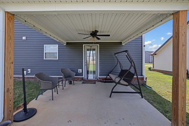 view of patio / terrace featuring ceiling fan