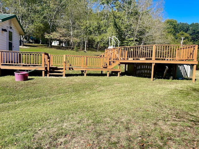 view of yard featuring a deck