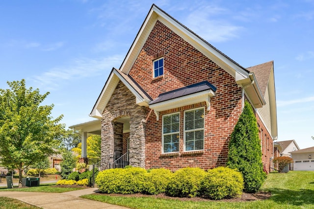 view of front property with a front yard and a porch