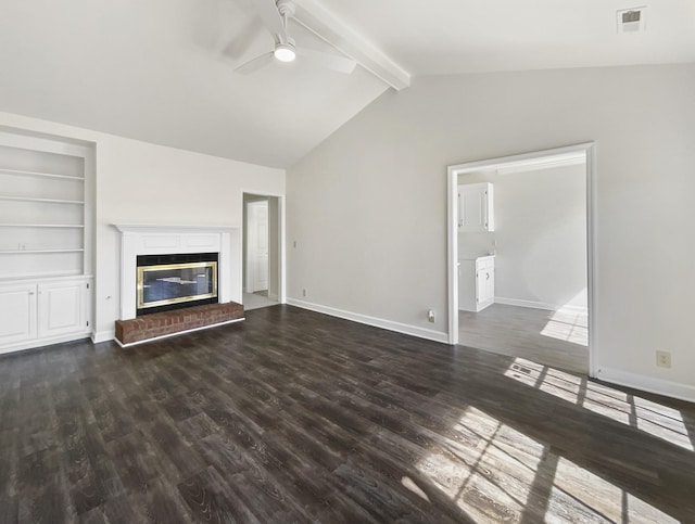 1515 Brentwood Pointe, Franklin, TN 37067 - unfurnished living room with a ceiling fan, dark wood-style floors, baseboards, and visible vents