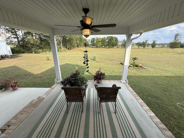 view of patio with ceiling fan