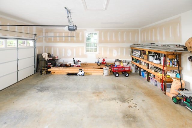 garage with a garage door opener