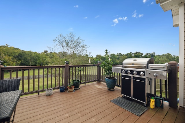 deck featuring area for grilling