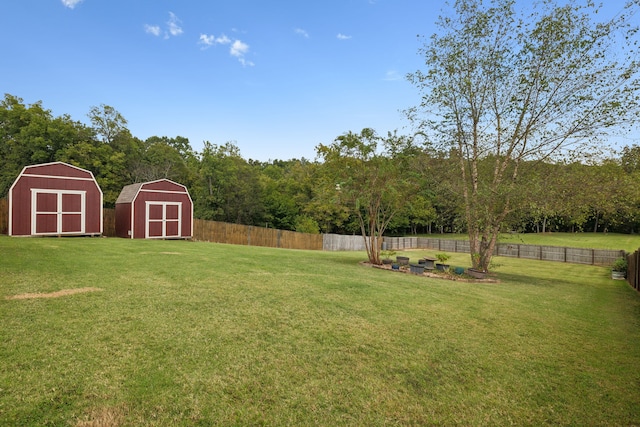 view of yard with a storage shed