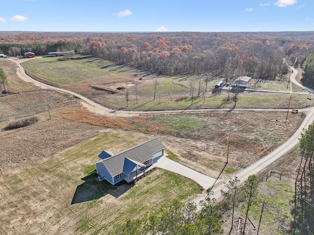 drone / aerial view featuring a rural view