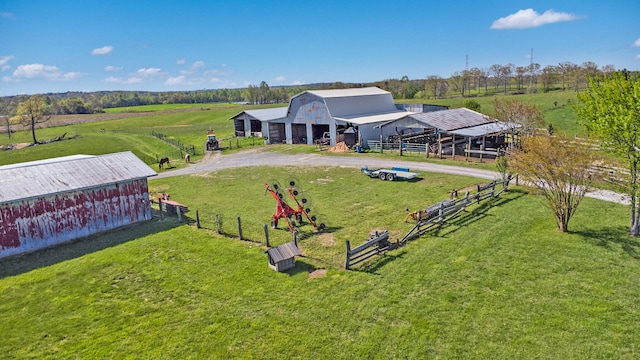 aerial view featuring a rural view