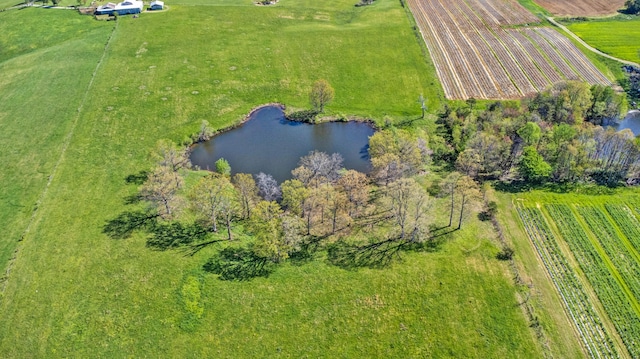 bird's eye view with a rural view and a water view