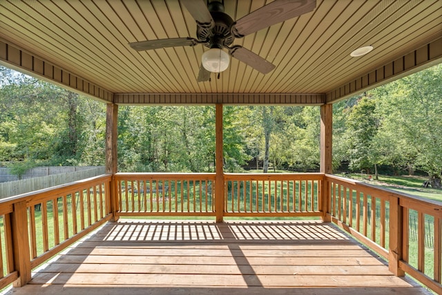 wooden terrace with ceiling fan