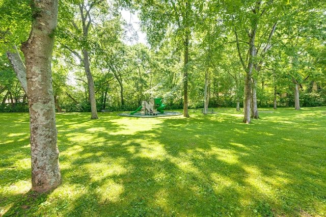 view of yard with a playground