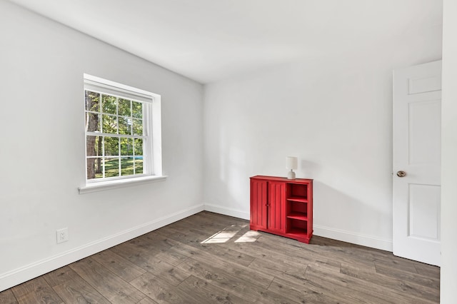 spare room featuring dark wood-type flooring