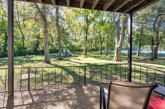 view of patio with a playground