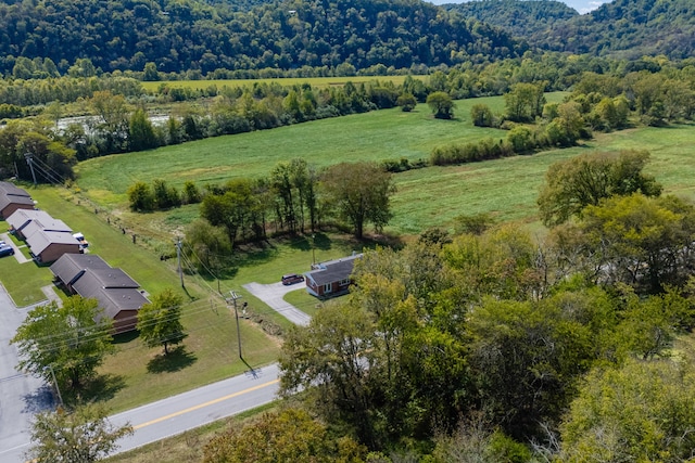 birds eye view of property featuring a rural view