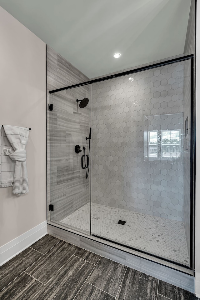 bathroom featuring walk in shower