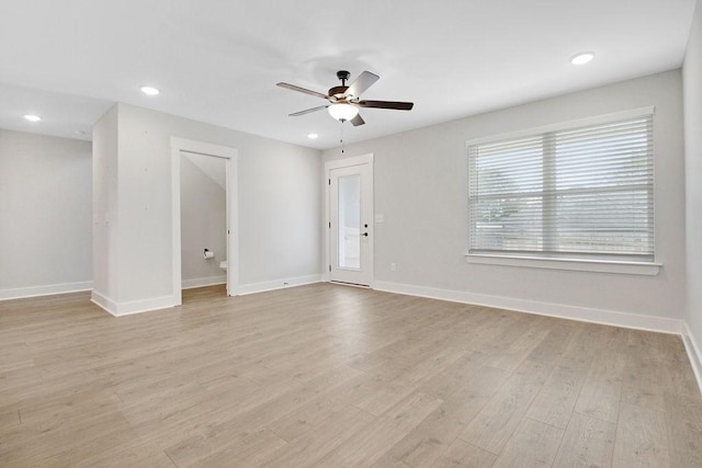 202 Summit St, Woodbury, TN 37190 - spare room with recessed lighting, light wood-type flooring, a ceiling fan, and baseboards