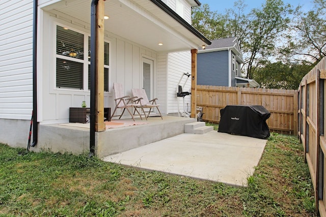 view of patio with area for grilling