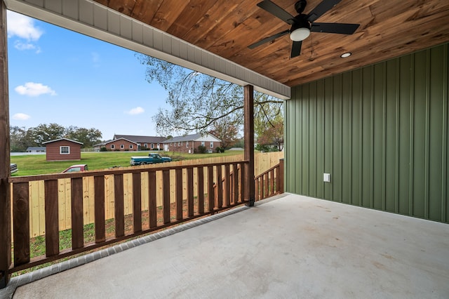 view of patio / terrace featuring ceiling fan