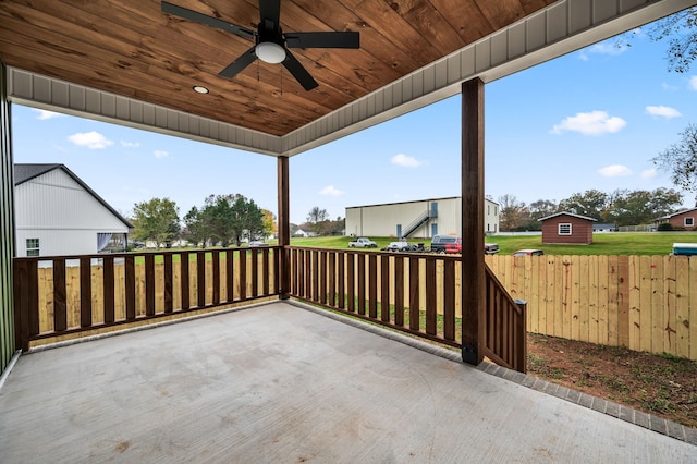 view of patio with ceiling fan