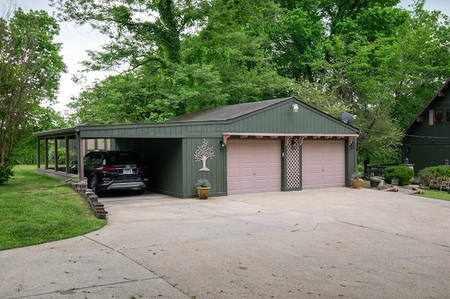 garage with a carport