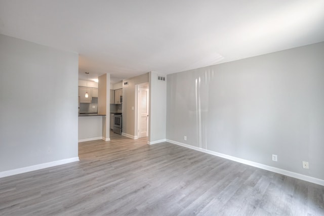 unfurnished living room featuring light hardwood / wood-style flooring