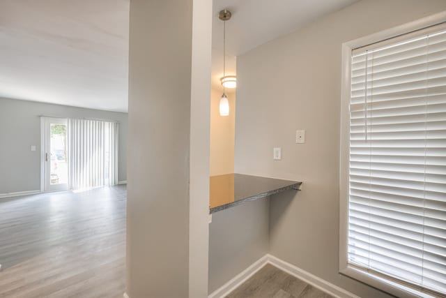 interior space with light hardwood / wood-style flooring