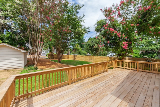 wooden deck with a yard