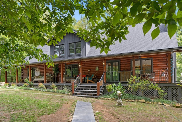 view of log-style house