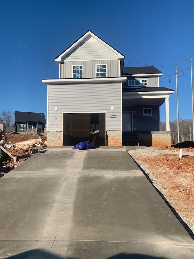 view of front of house with a garage