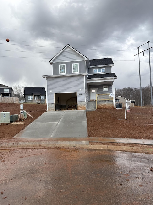 view of front facade with a garage