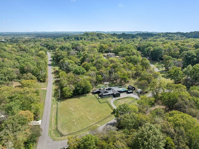 birds eye view of property featuring a rural view