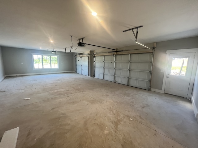 garage with a garage door opener