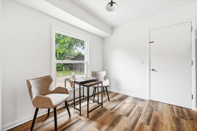 living area featuring hardwood / wood-style flooring