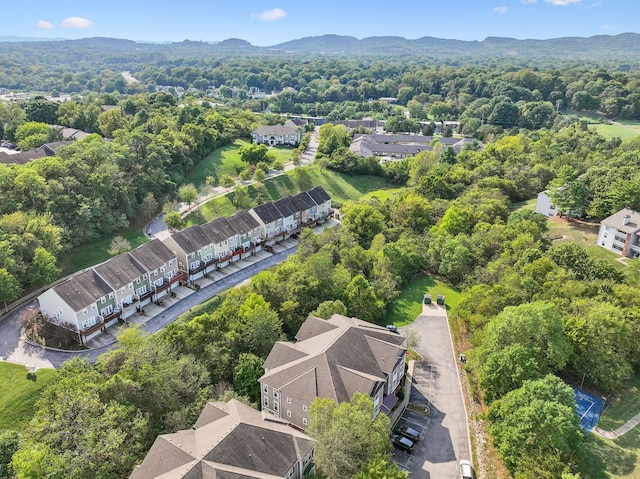 birds eye view of property with a mountain view