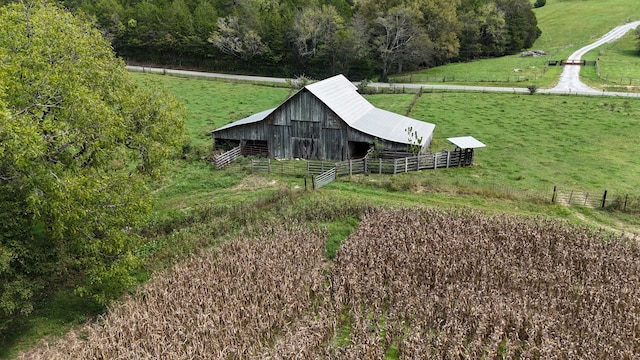 exterior space with a rural view