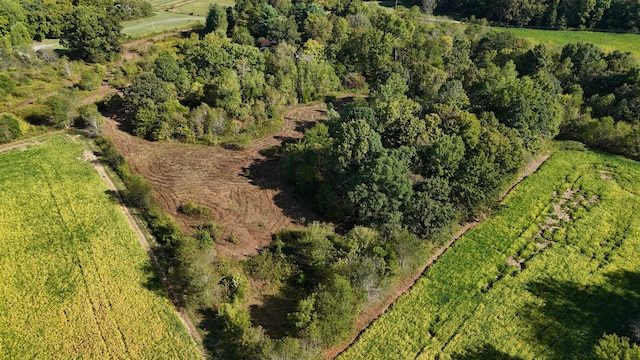 birds eye view of property with a rural view