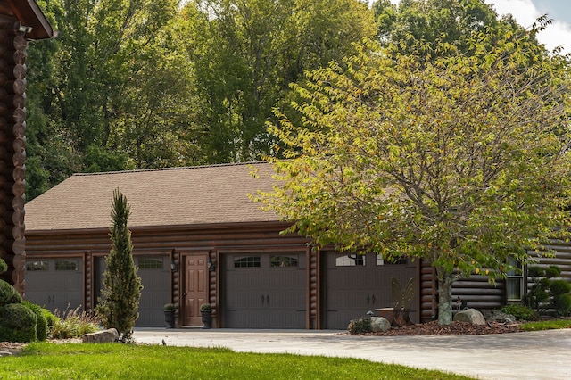 cabin with a garage