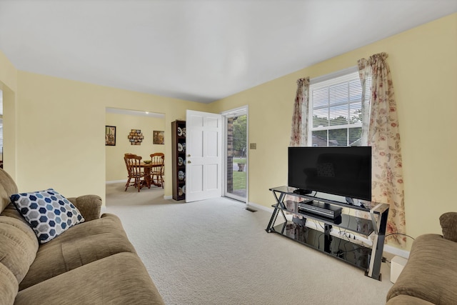 living room featuring carpet