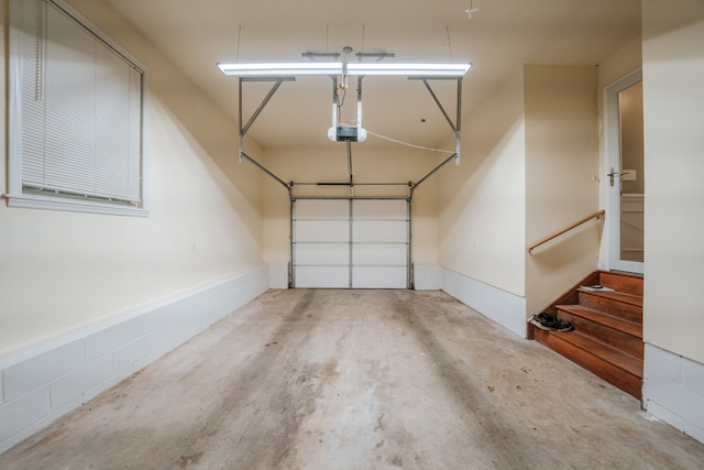 garage with a garage door opener