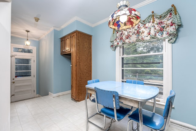 dining room with ornamental molding