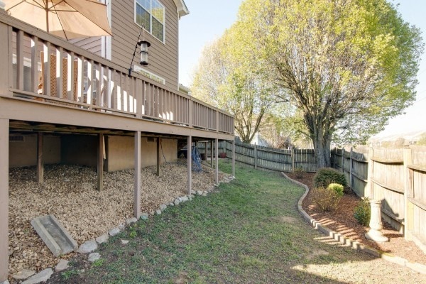 view of yard featuring a deck