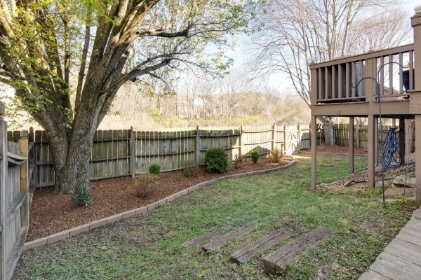 view of yard with a deck