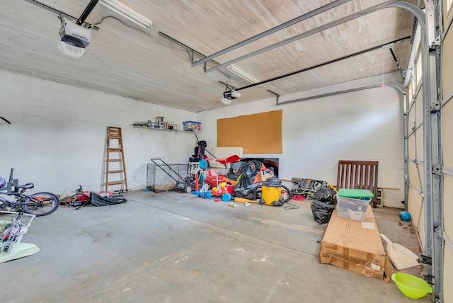 garage with a garage door opener