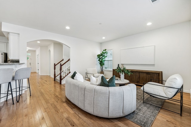 living room featuring light wood-type flooring