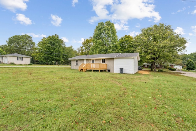 view of yard featuring a deck