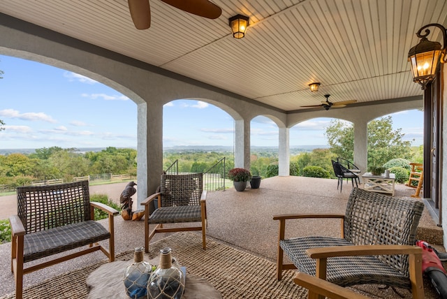 view of patio with ceiling fan