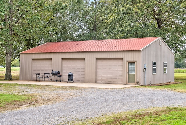 garage with wooden walls