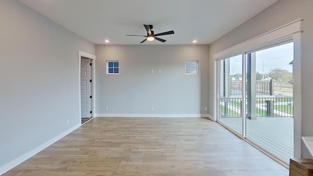 661 Gustaf Dr, Whites Creek, TN 37189 - empty room featuring a ceiling fan, light wood finished floors, recessed lighting, and baseboards