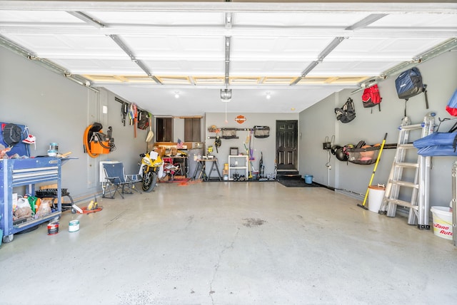 garage with a garage door opener