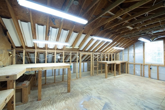 view of unfinished attic